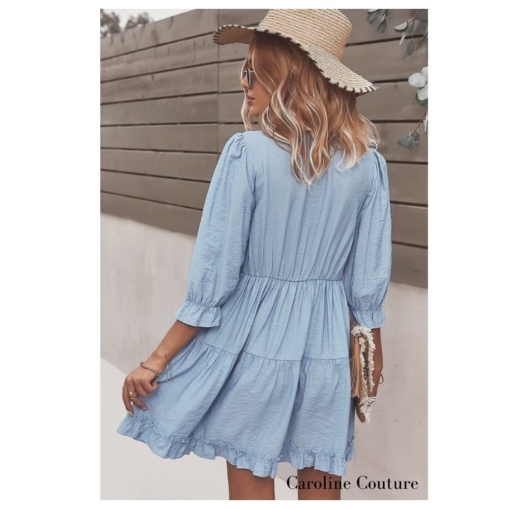 Supreme fashion Breezy long sleeve, mini dress blue - Picture 3 of 7